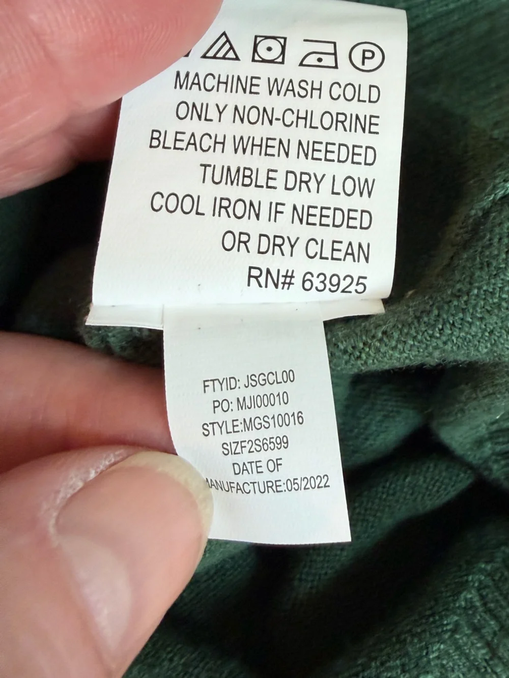 Hawker Rye Hunter Green V-Neck Cotton/ Cashmere Blend Sweater Size XL